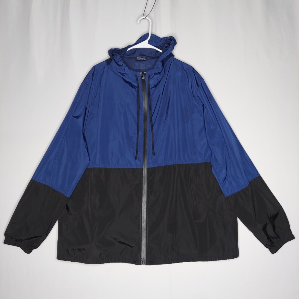 In'Voland Women Windbreaker Jacket 26W Black Blue Colorblock
